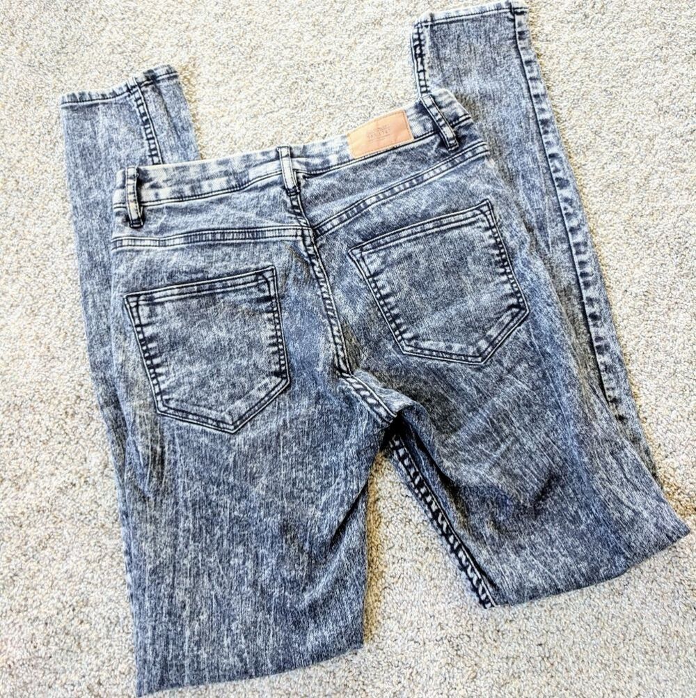 Acid Wash H&M High Waist Skinny Jeans Sz 8 Gray Retro 80s 90s - Picture 3 of 10